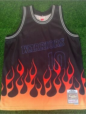Mitchell & Ness Golden State Warriors Tim Hardaway Flames Swingman Jersey Sz XL